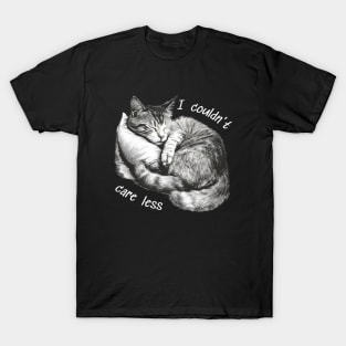 "I couldn't care less" sleeping sarcastic cat T-Shirt